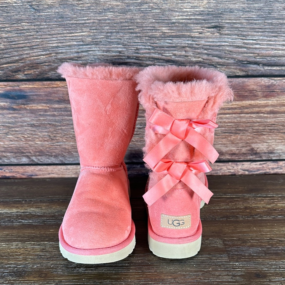 UGG Coral Suede Boots with Ribbon Accents